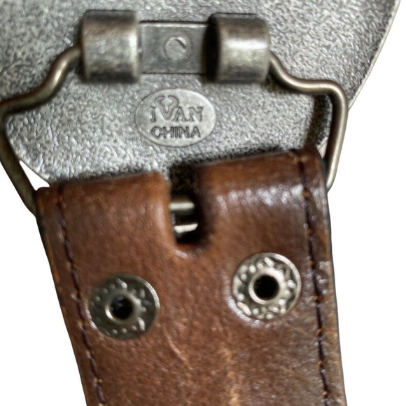 Vintage Classico Italia Leather Belt Sz L 36-38 Ivan Floral Resin Buckle - Picture 7 of 9